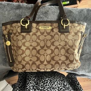 Brown and beige Coach Purse